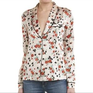 ALC Silk Leomie Long Sleeve Blouse Top Women’s 2 Stretch Pink Floral Old Money